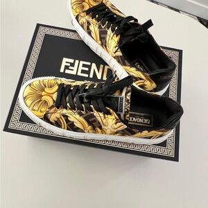 Fendi Gold and Black Sneakers